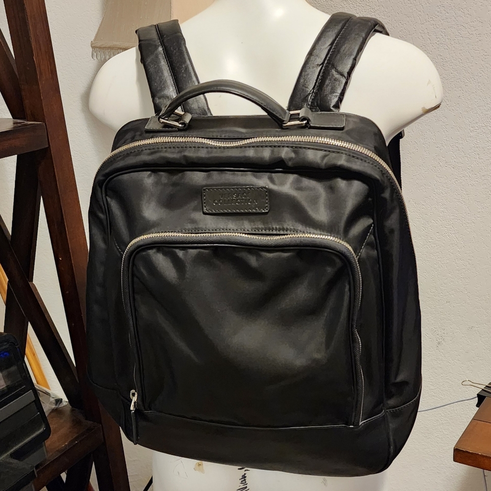 Versace Collection Nylon and Leather Backpack